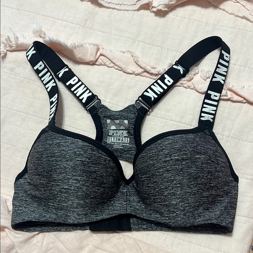PINK Victoria's Secret Ultimate Gray Sports Bra